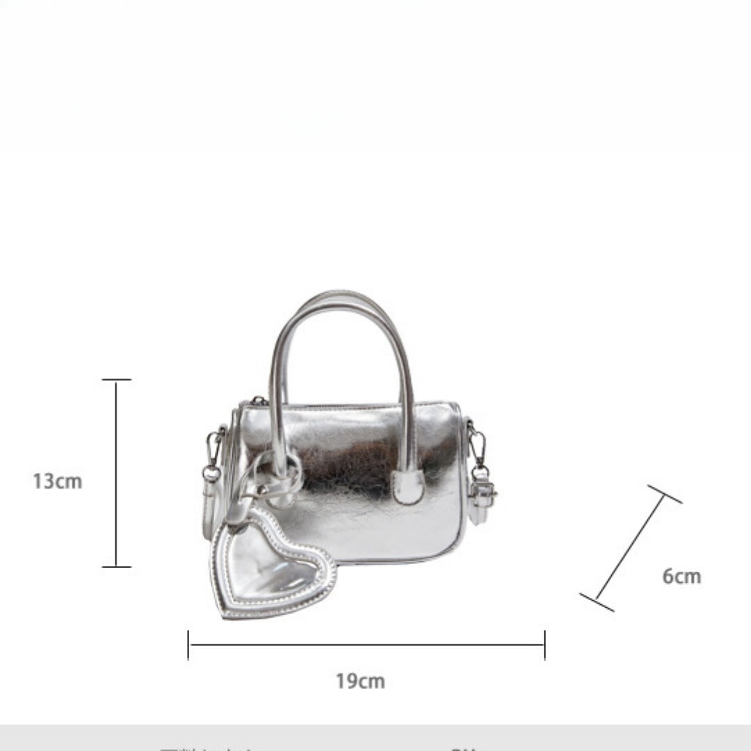 Mini sac cabas argenté, sac à bandoulière d'été pour femme, petit sac carré polyvalent, mini sac à main avec poignée supérieure