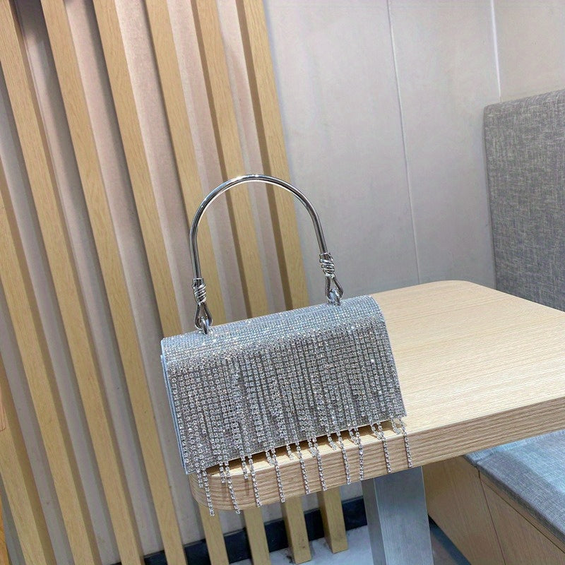 Bolso tote de diamantes con pedrería para mujer, cartera de mano para fiesta, baile de graduación, bolso de noche y bandolera.