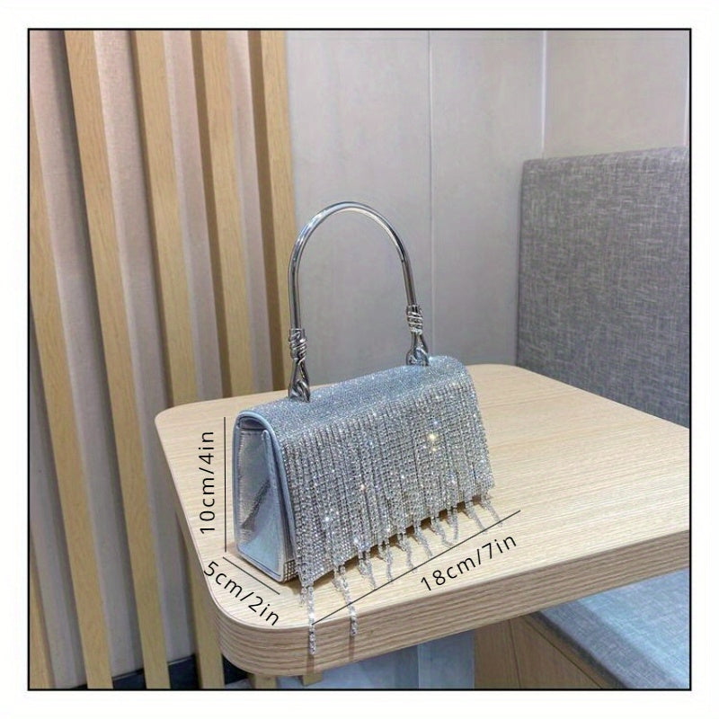 Bolso tote de diamantes con pedrería para mujer, cartera de mano para fiesta, baile de graduación, bolso de noche y bandolera.