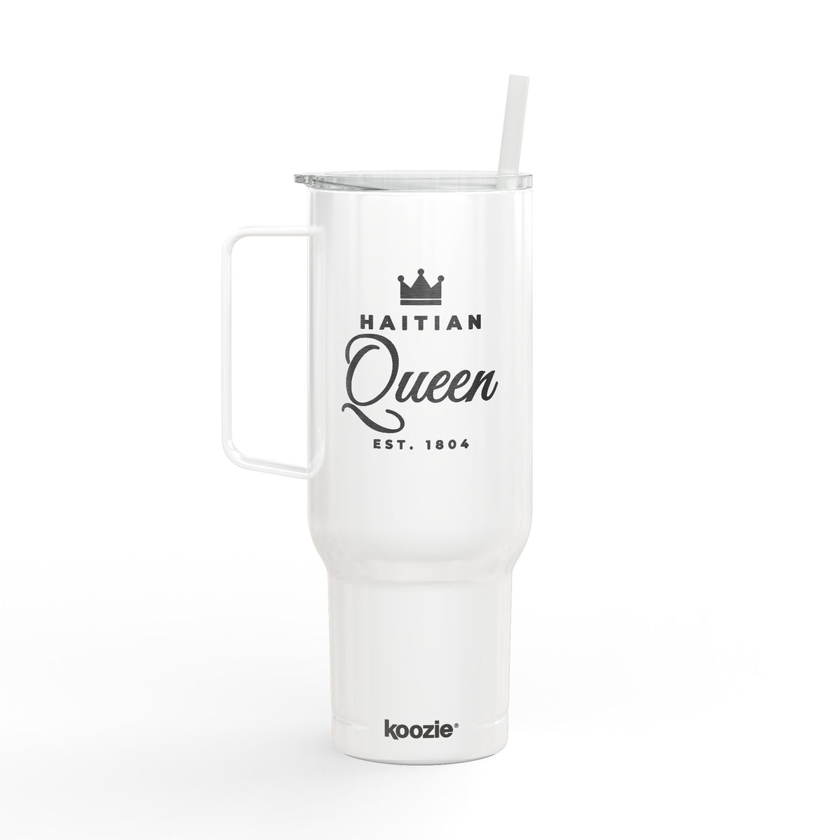 Haitian Queen 40oz Tumbler with Handle and Straw | Engraved Insulated Travel Cup