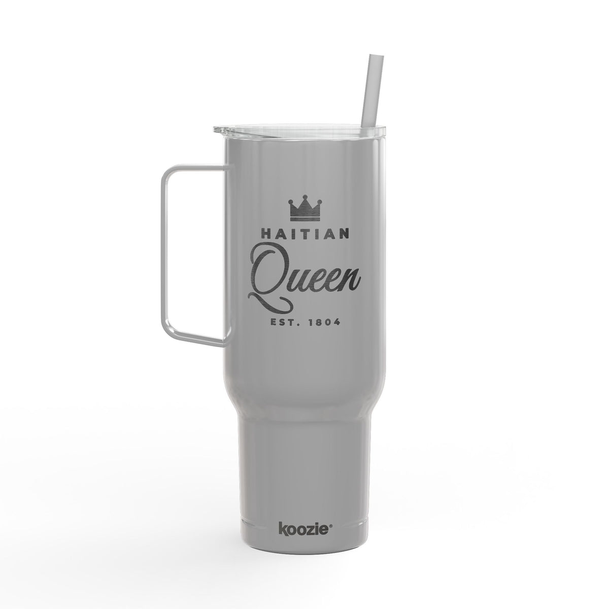 Gobelet Reine Haïtienne de 40 oz avec poignée et paille | Tasse de voyage isotherme gravée