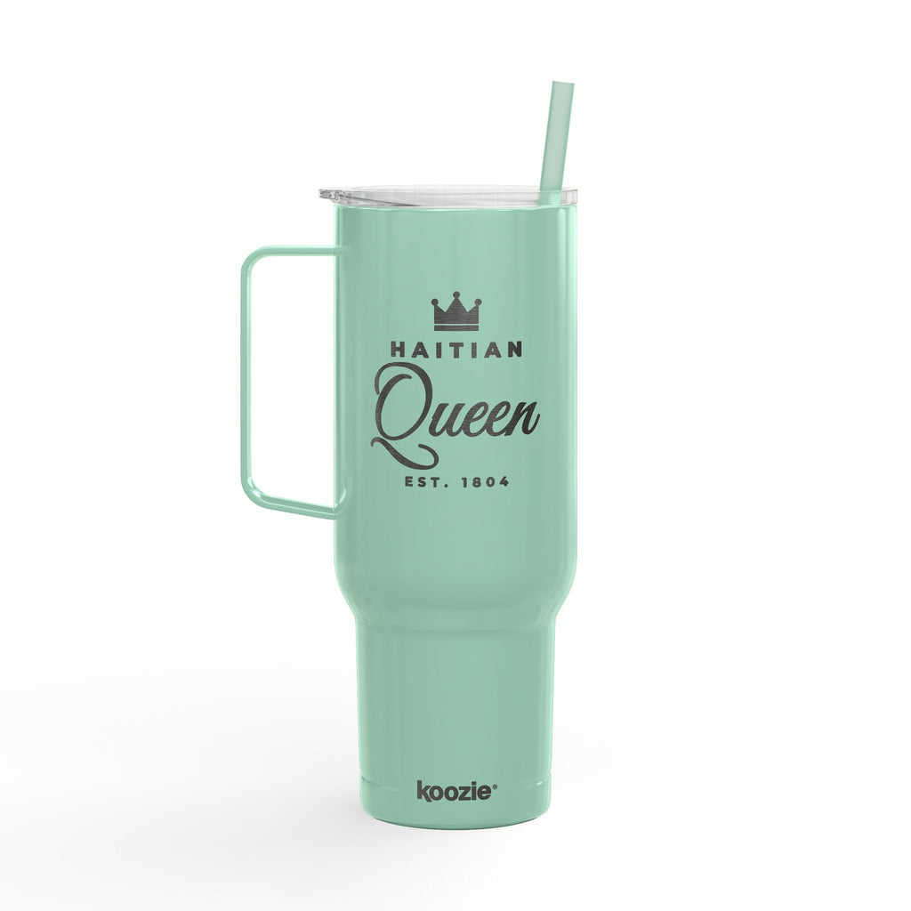 Gobelet Reine Haïtienne de 40 oz avec poignée et paille | Tasse de voyage isotherme gravée