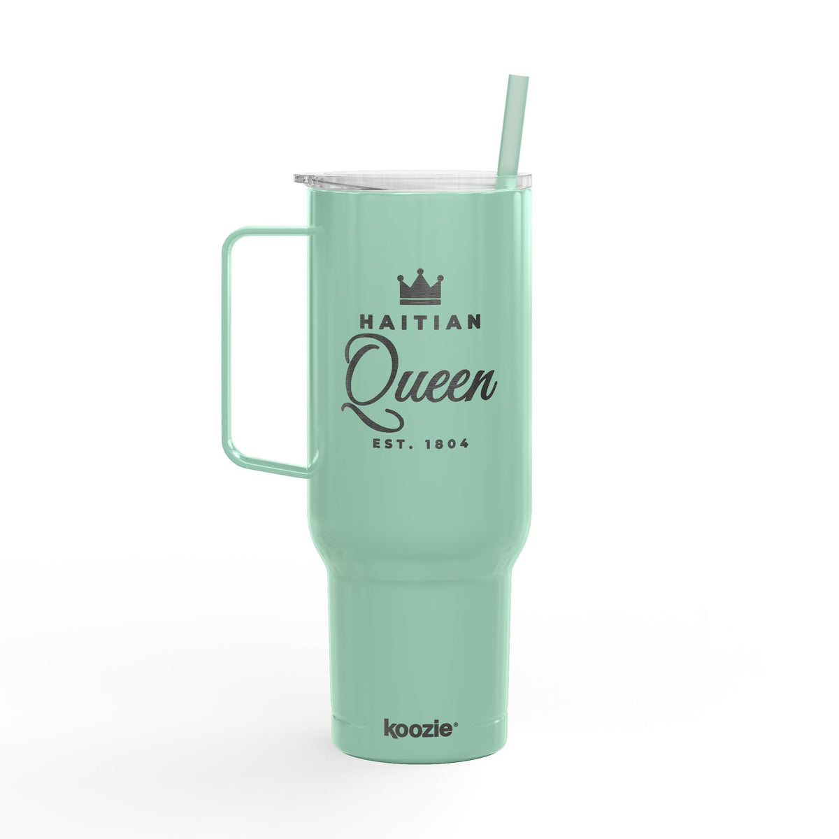 Gobelet Reine Haïtienne de 40 oz avec poignée et paille | Tasse de voyage isotherme gravée