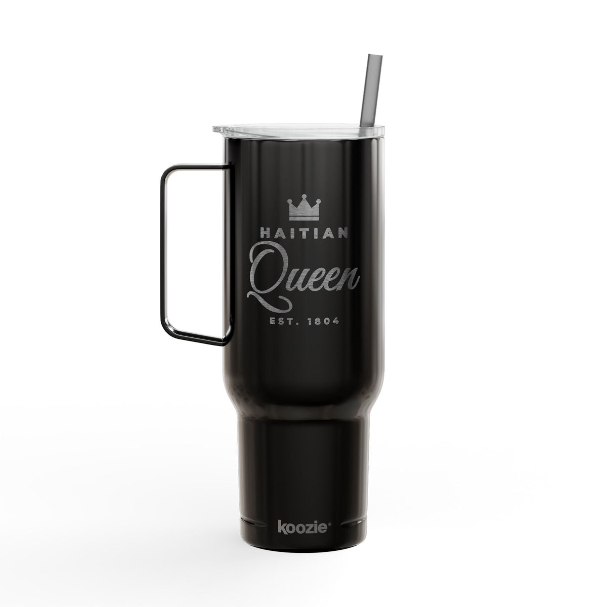 Haitian Queen 40oz Tumbler with Handle and Straw | Engraved Insulated Travel Cup