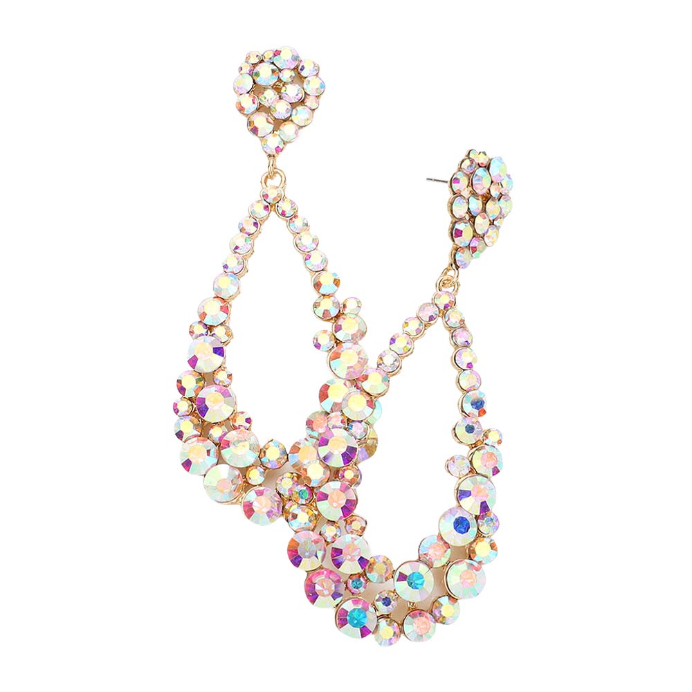 Pendientes colgantes de noche con diseño de lágrima y burbujas de cristal para mujer
