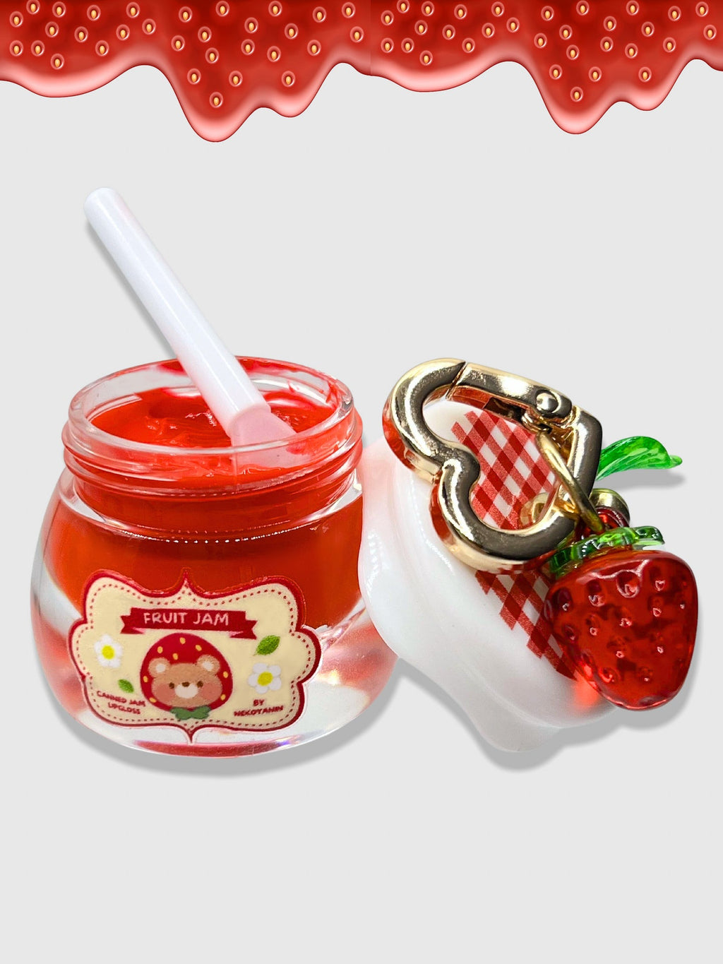 Llavero de brillo labial de mermelada de frutas