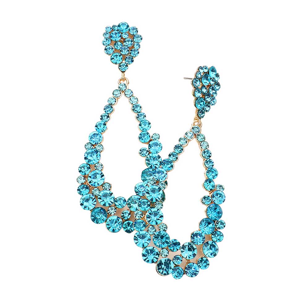 Pendientes colgantes de noche con diseño de lágrima y burbujas de cristal para mujer