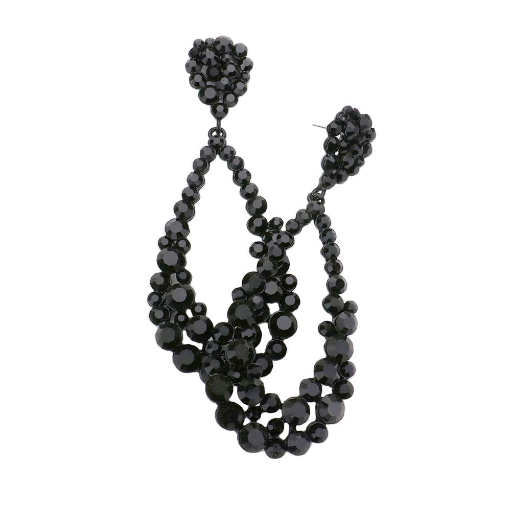 Pendientes colgantes de noche con diseño de lágrima y burbujas de cristal para mujer