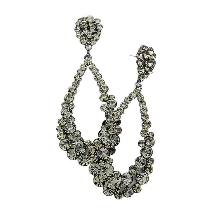 Pendientes colgantes de noche con diseño de lágrima y burbujas de cristal para mujer