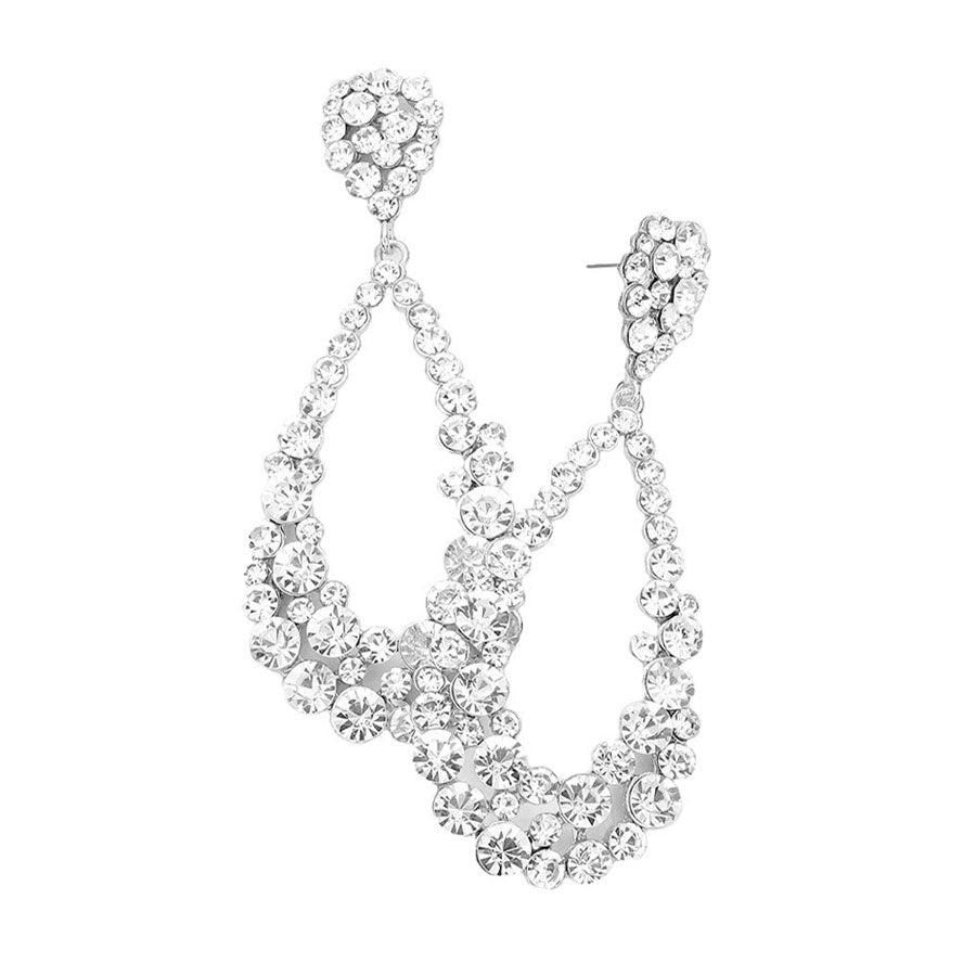 Pendientes colgantes de noche con diseño de lágrima y burbujas de cristal para mujer