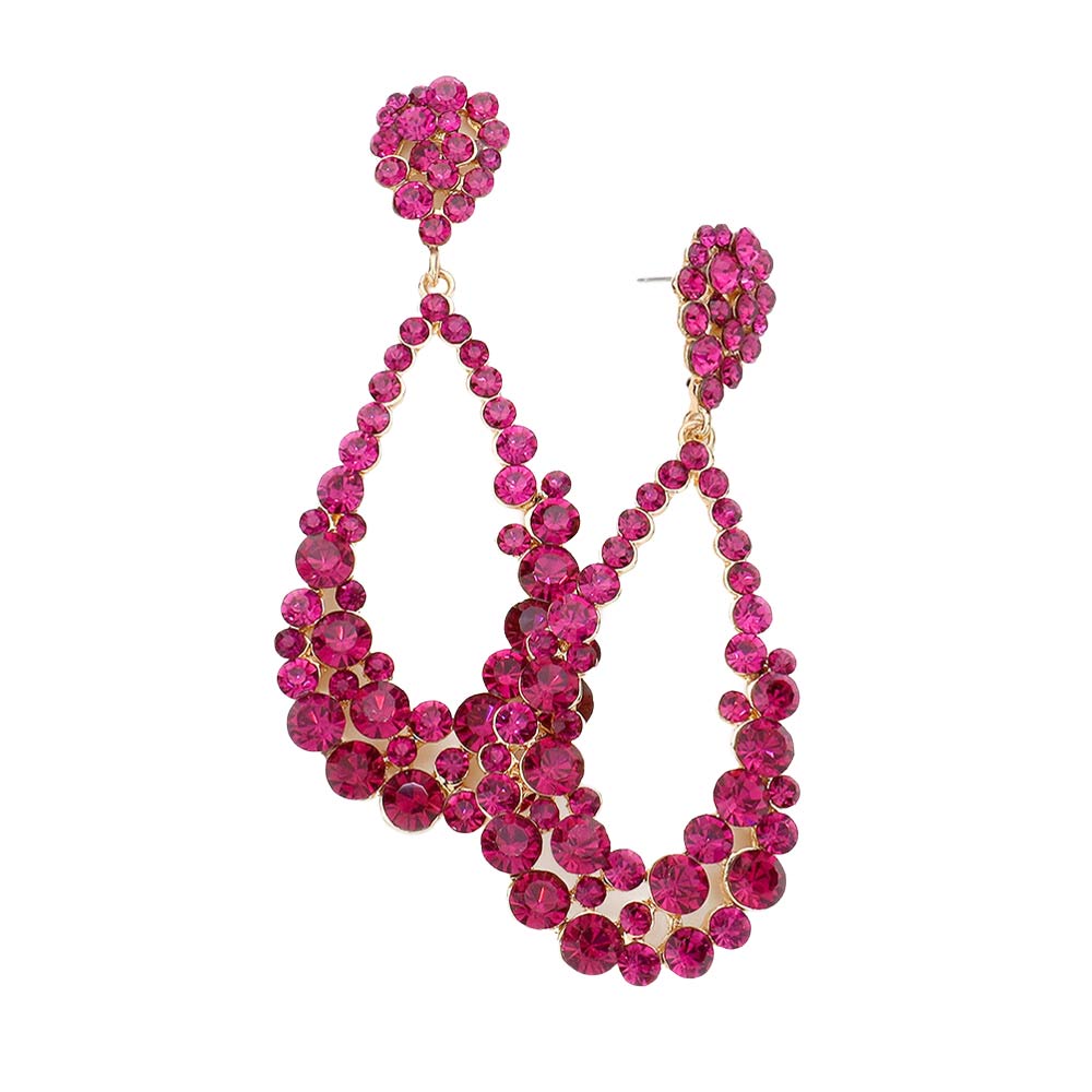 Pendientes colgantes de noche con diseño de lágrima y burbujas de cristal para mujer