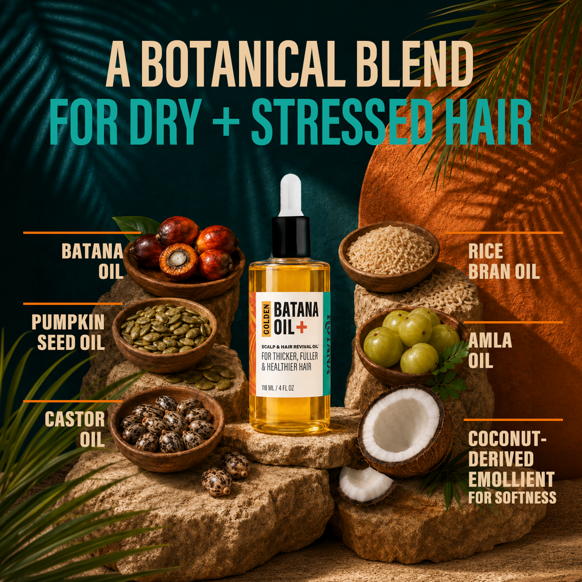Aceite de batana dorado + Aceite revitalizante para el cuero cabelludo y el cabello 4 oz