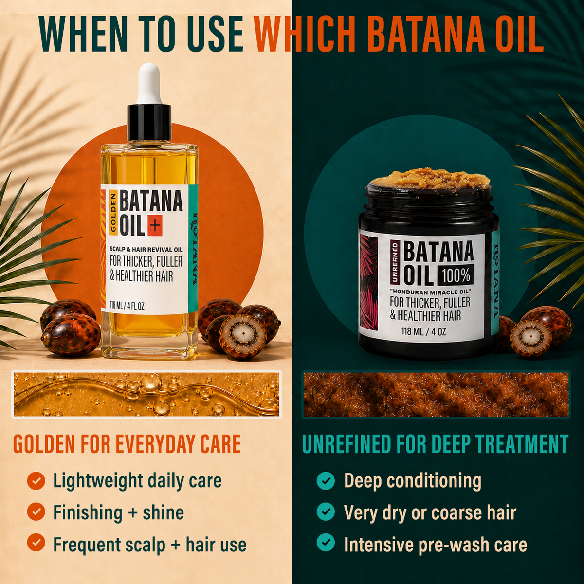 Aceite de batana dorado + Aceite revitalizante para el cuero cabelludo y el cabello 4 oz