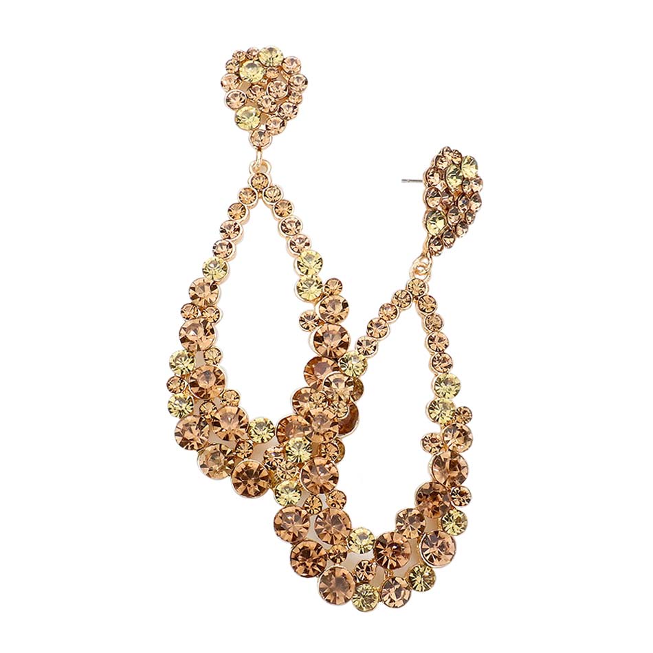 Pendientes colgantes de noche con diseño de lágrima y burbujas de cristal para mujer