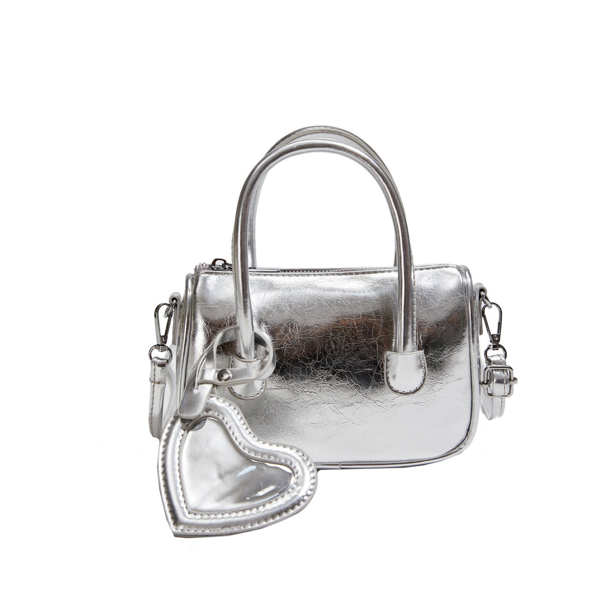 Bolso de mano mini plateado, bolso de hombro y bandolera de verano para mujer, versátil bolso cuadrado pequeño tipo love, mini bolso con asa superior