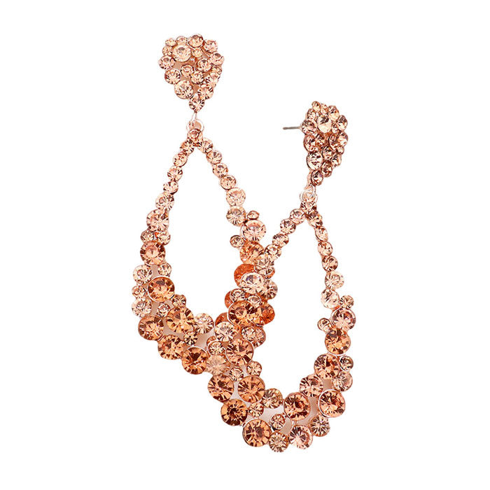 Pendientes colgantes de noche con diseño de lágrima y burbujas de cristal para mujer