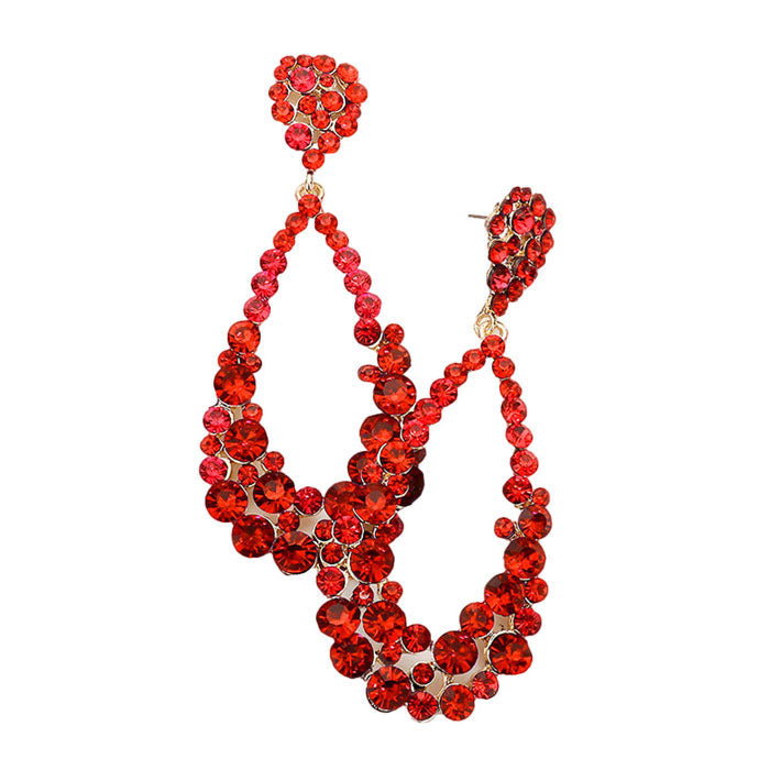Pendientes colgantes de noche con diseño de lágrima y burbujas de cristal para mujer