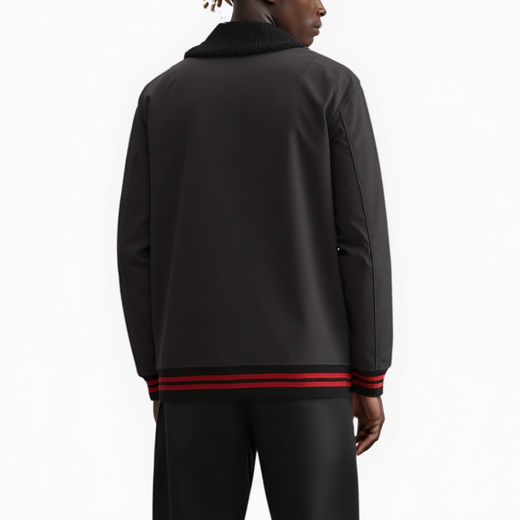 Chaqueta bomber MA2 con cuello de sherpa para hombre en negro - Marca Konus