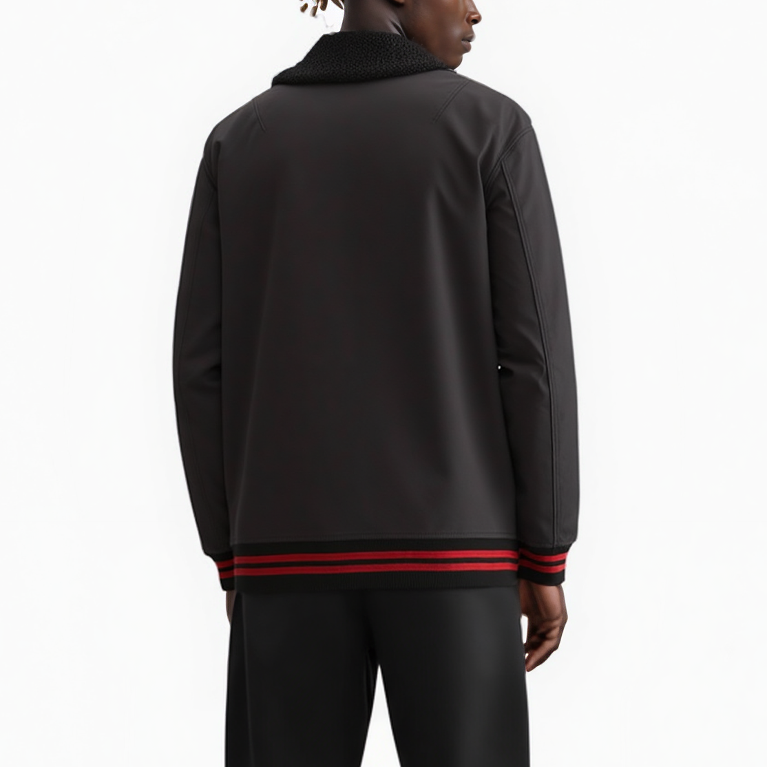 Chaqueta bomber MA2 con cuello de sherpa para hombre en negro - Marca Konus