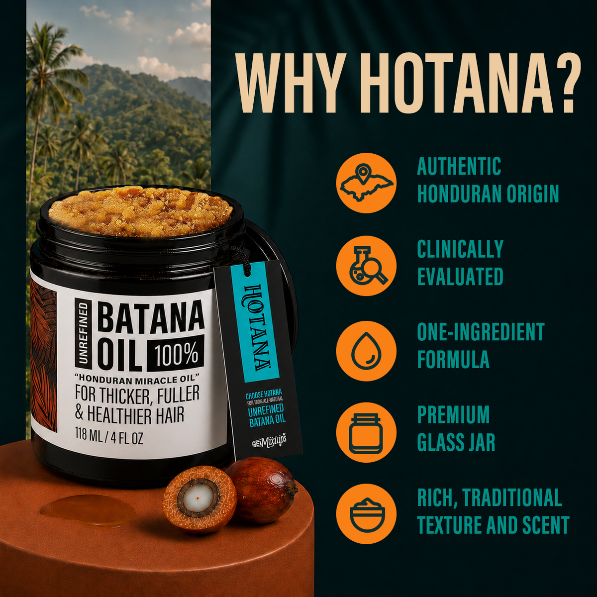 Huile de Batana 100 % non raffinée 4 oz
