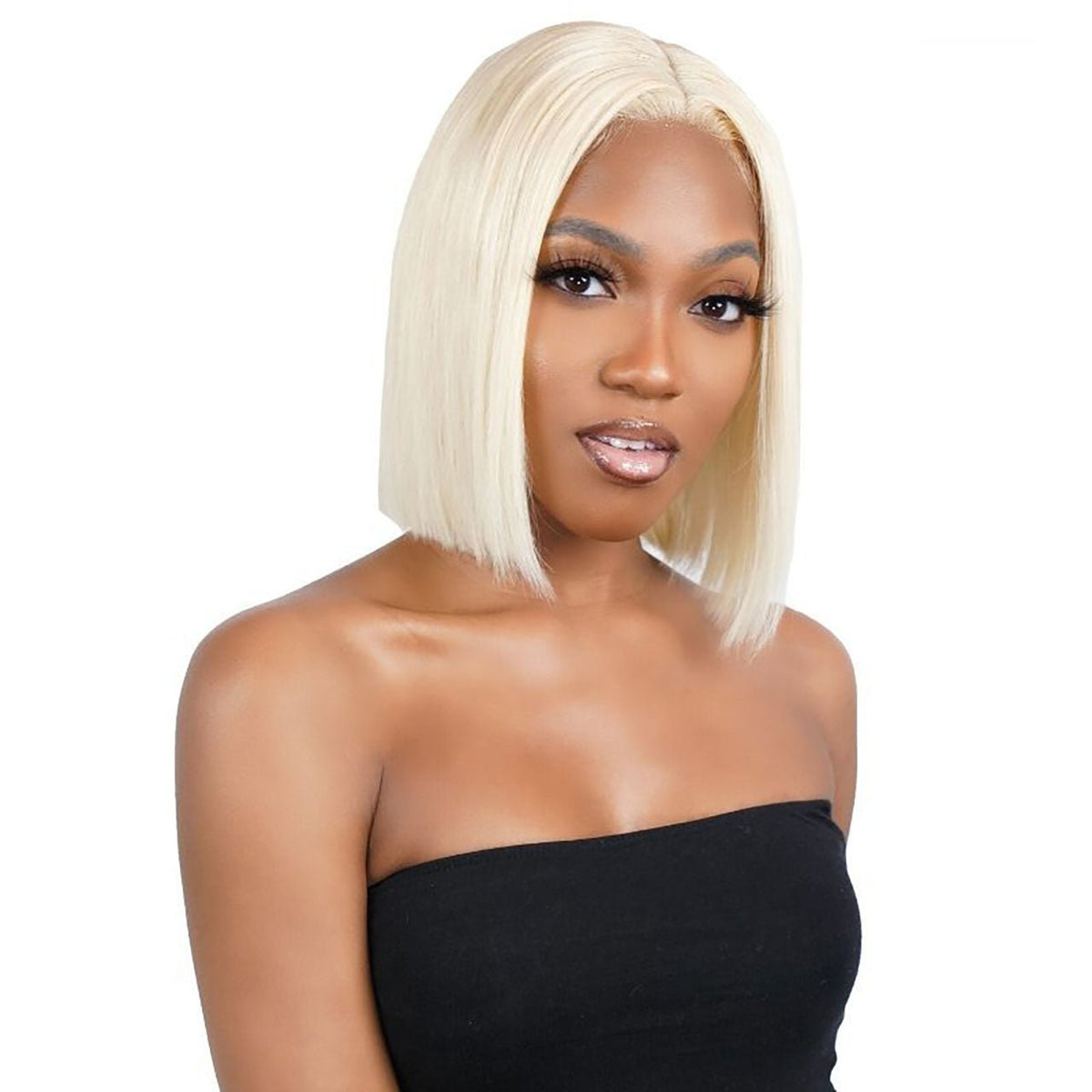 Peluca Bob Rubia Lisa de Encaje Transparente 4x4 de Cabello 100% Humano