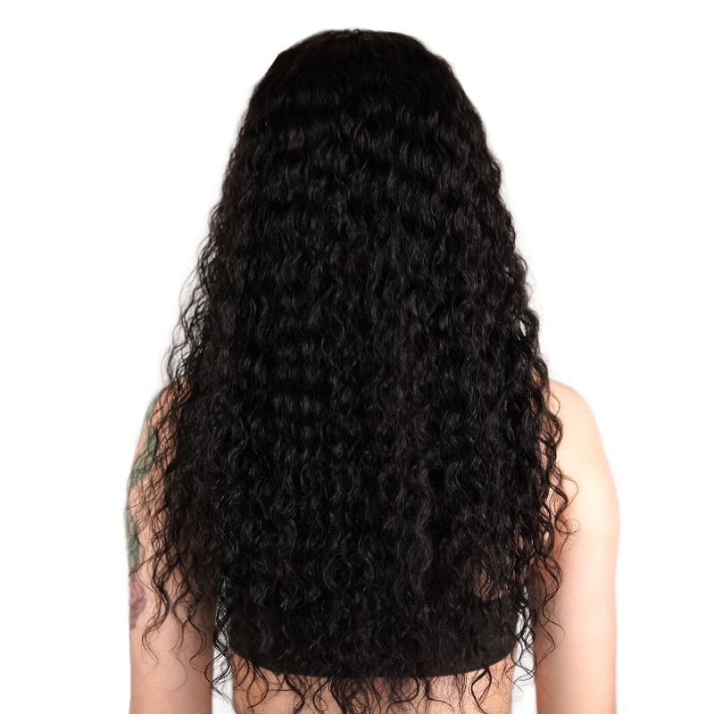 Peluca de cabello humano Deep Wave con encaje frontal transparente 13x4