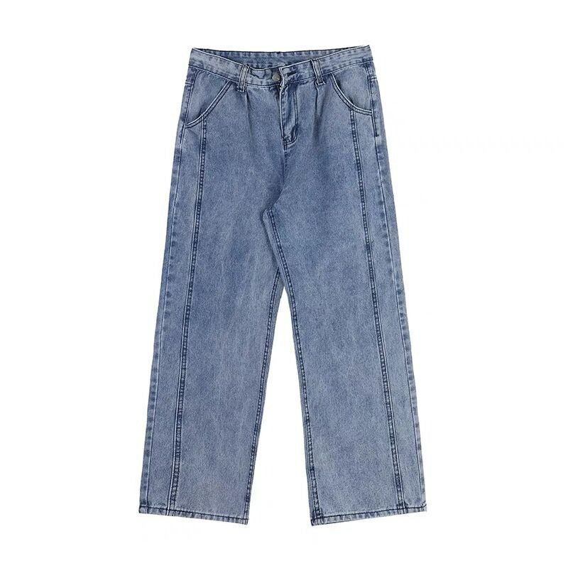 Vaqueros de mezclilla para hombre con ajuste holgado y lavado vintage para primavera y otoño
