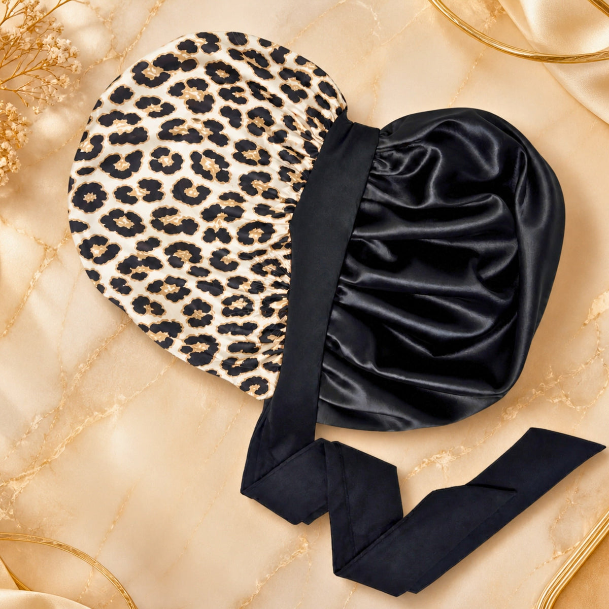Bonnet de nuit en satin – Lien ajustable extensible