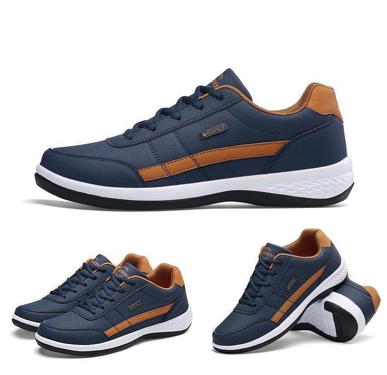 Zapatillas de piel para hombre, informales, cómodas y de lujo, deportivas con cordones, de piel sintética, planas para primavera, calzado deportivo casual para exteriores.