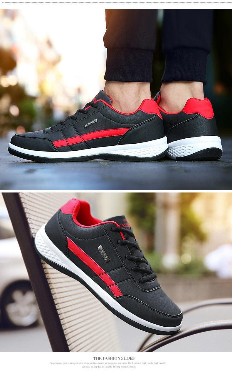 Zapatillas de piel para hombre, informales, cómodas y de lujo, deportivas con cordones, de piel sintética, planas para primavera, calzado deportivo casual para exteriores.