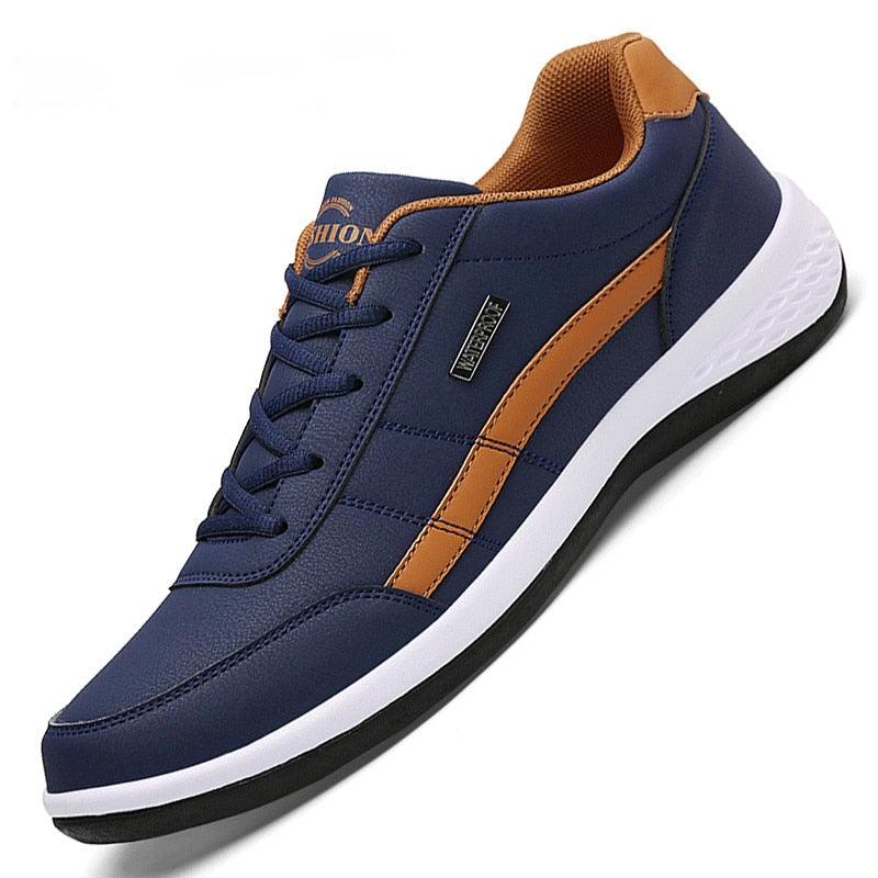 Zapatillas de piel para hombre, informales, cómodas y de lujo, deportivas con cordones, de piel sintética, planas para primavera, calzado deportivo casual para exteriores.
