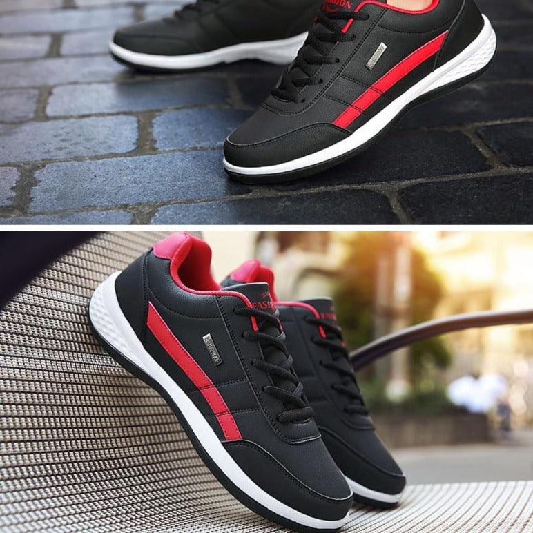 Zapatillas de piel para hombre, informales, cómodas y de lujo, deportivas con cordones, de piel sintética, planas para primavera, calzado deportivo casual para exteriores.
