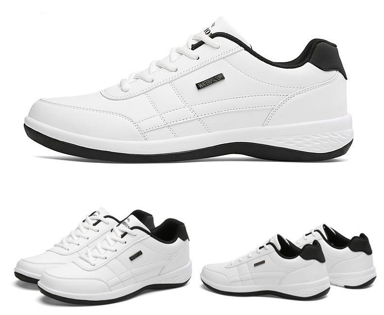 Zapatillas de piel para hombre, informales, cómodas y de lujo, deportivas con cordones, de piel sintética, planas para primavera, calzado deportivo casual para exteriores.