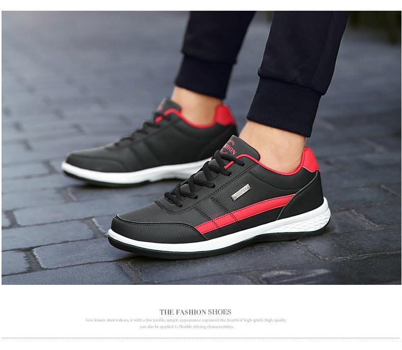 Zapatillas de piel para hombre, informales, cómodas y de lujo, deportivas con cordones, de piel sintética, planas para primavera, calzado deportivo casual para exteriores.