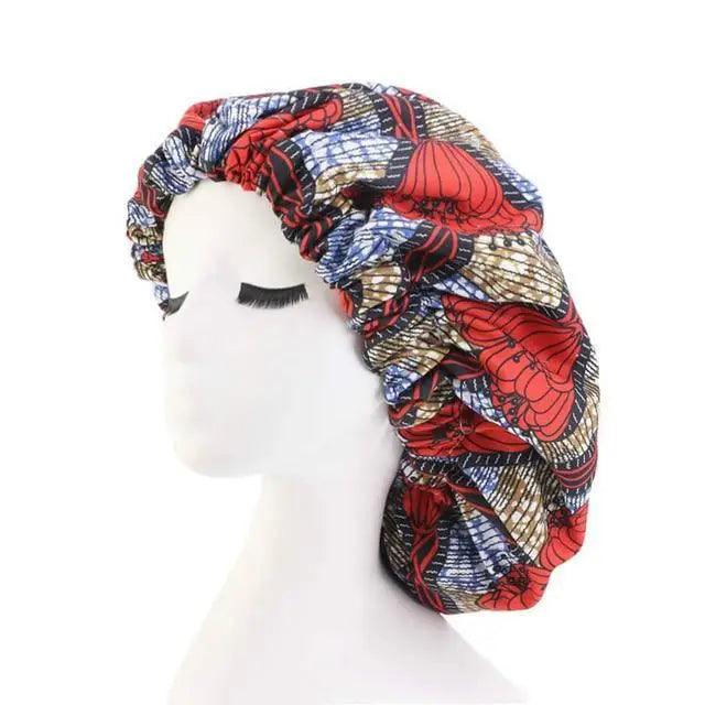 Nuevo y deslumbrante gorro de satén extragrande con forro, para mujer, de gran tamaño, con estampado de belleza, gorro de dormir de seda y satén, cubierta para la cabeza.