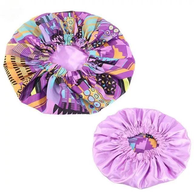 Nuevo y deslumbrante gorro de satén extragrande con forro, para mujer, de gran tamaño, con estampado de belleza, gorro de dormir de seda y satén, cubierta para la cabeza.
