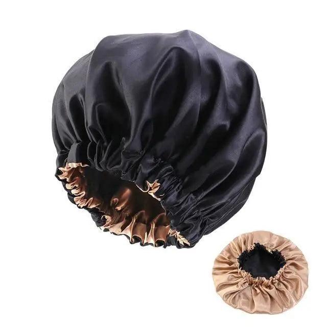 Nuevo y deslumbrante gorro de satén extragrande con forro, para mujer, de gran tamaño, con estampado de belleza, gorro de dormir de seda y satén, cubierta para la cabeza.