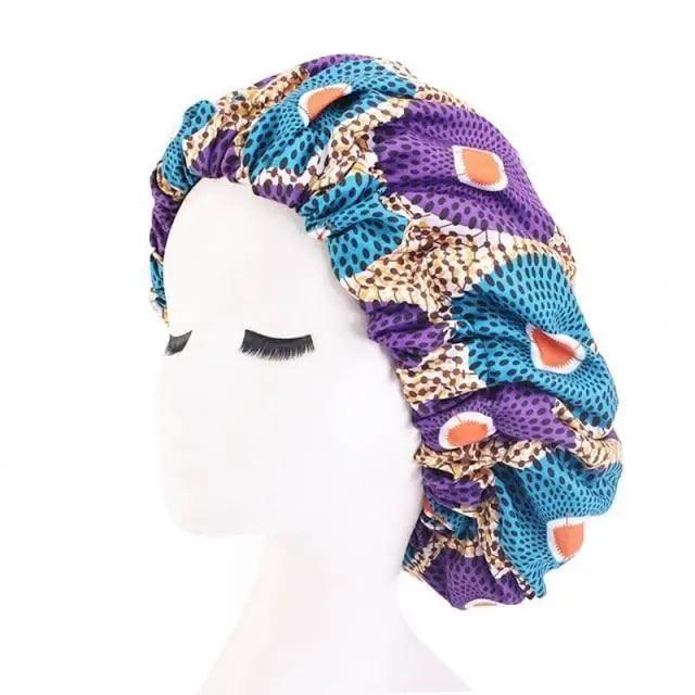 Nuevo y deslumbrante gorro de satén extragrande con forro, para mujer, de gran tamaño, con estampado de belleza, gorro de dormir de seda y satén, cubierta para la cabeza.