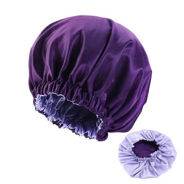 Nuevo y deslumbrante gorro de satén extragrande con forro, para mujer, de gran tamaño, con estampado de belleza, gorro de dormir de seda y satén, cubierta para la cabeza.