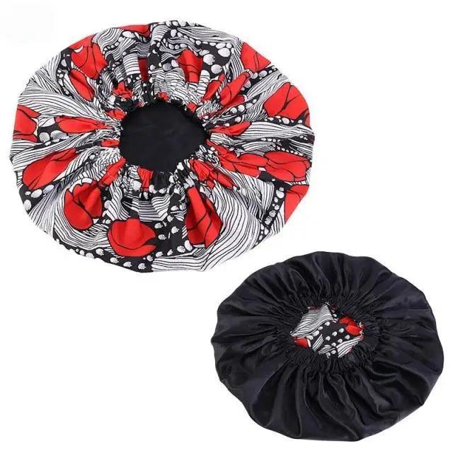 Nuevo y deslumbrante gorro de satén extragrande con forro, para mujer, de gran tamaño, con estampado de belleza, gorro de dormir de seda y satén, cubierta para la cabeza.