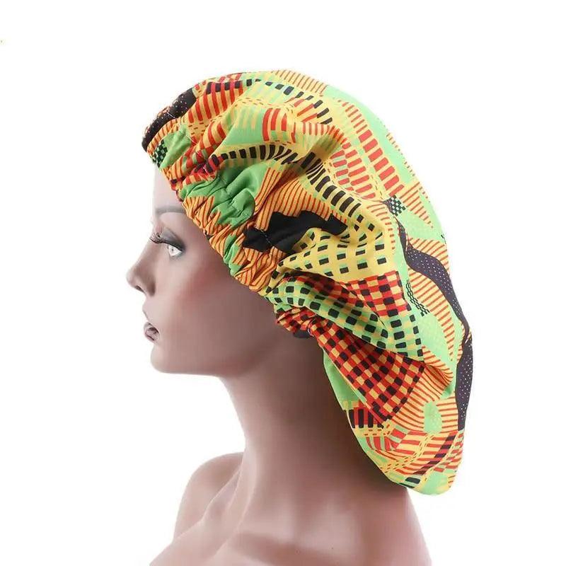 Nuevo y deslumbrante gorro de satén extragrande con forro, para mujer, de gran tamaño, con estampado de belleza, gorro de dormir de seda y satén, cubierta para la cabeza.