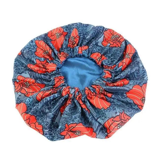 Nuevo y deslumbrante gorro de satén extragrande con forro, para mujer, de gran tamaño, con estampado de belleza, gorro de dormir de seda y satén, cubierta para la cabeza.