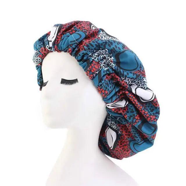 Nuevo y deslumbrante gorro de satén extragrande con forro, para mujer, de gran tamaño, con estampado de belleza, gorro de dormir de seda y satén, cubierta para la cabeza.