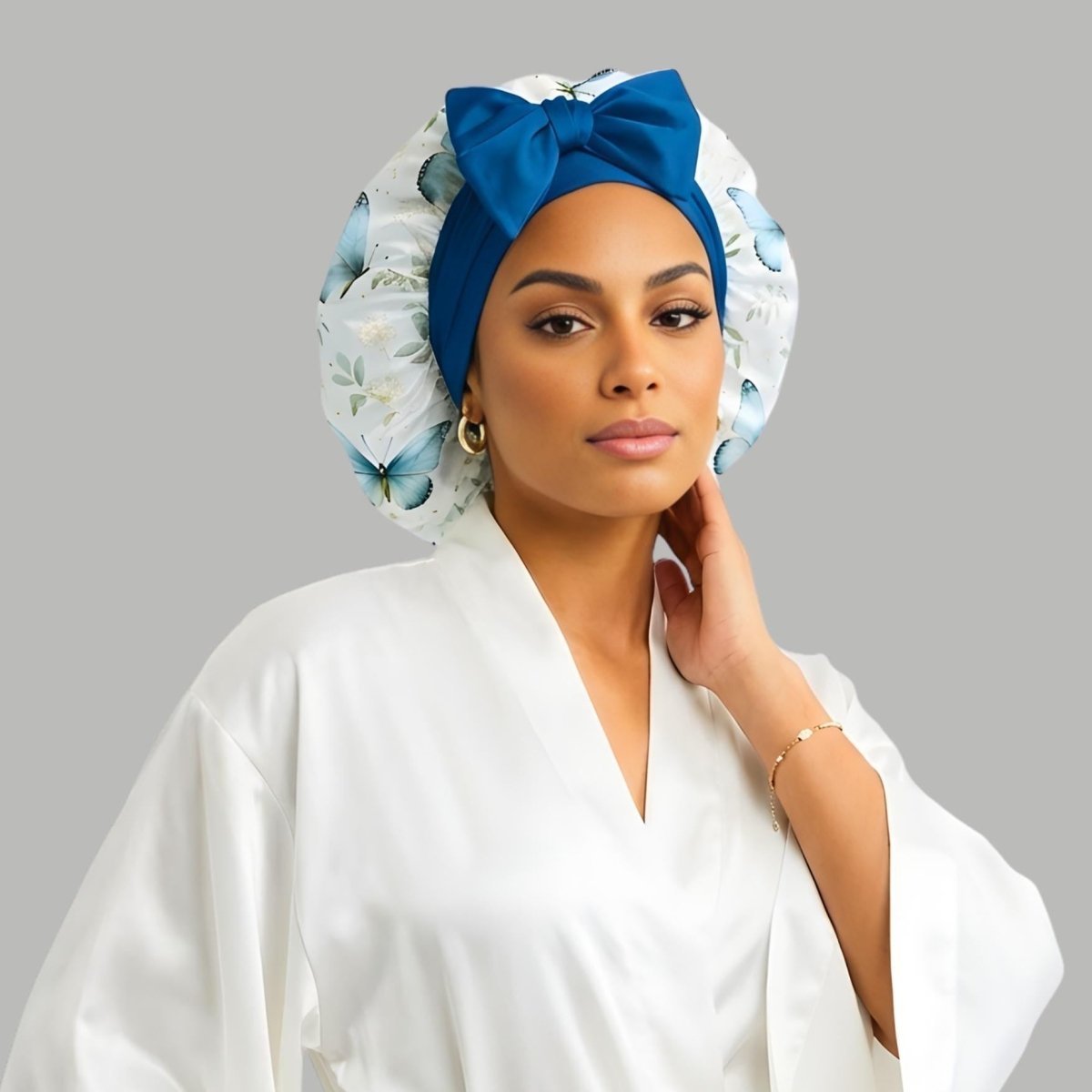 Bonnet de nuit en satin – Lien ajustable extensible