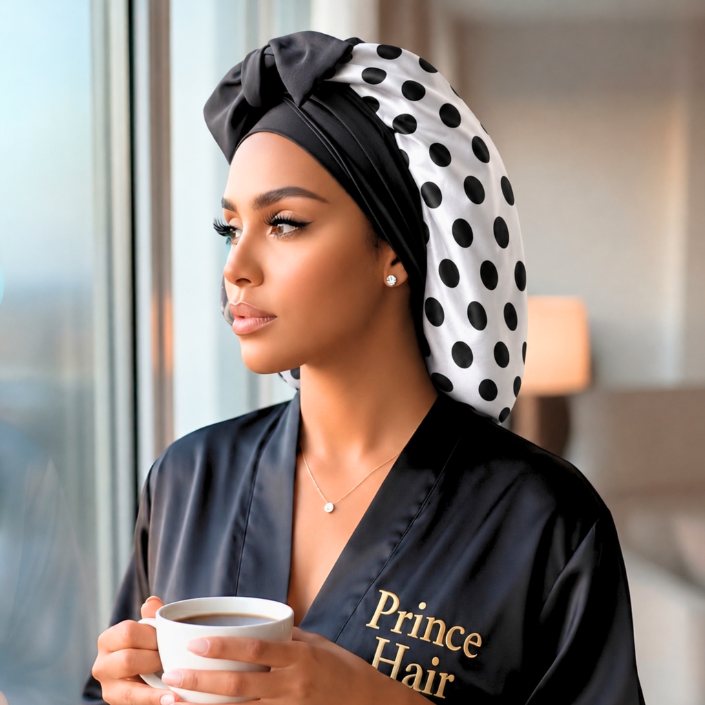 Bonnet de nuit en satin – Lien ajustable extensible