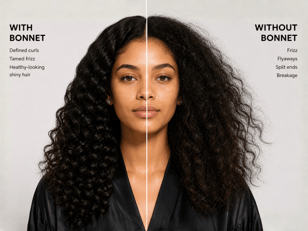 Bonnet de nuit en satin – Lien ajustable extensible