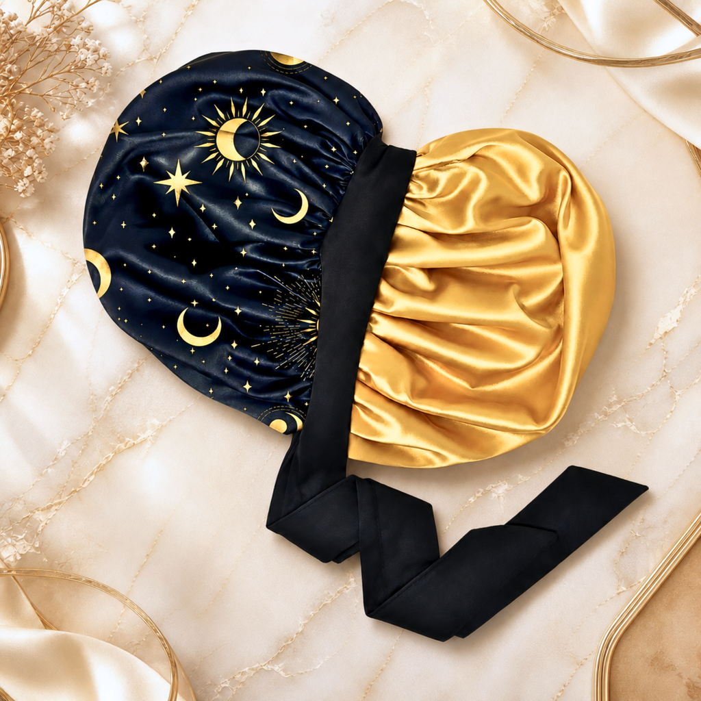 Bonnet de nuit en satin – Lien ajustable extensible