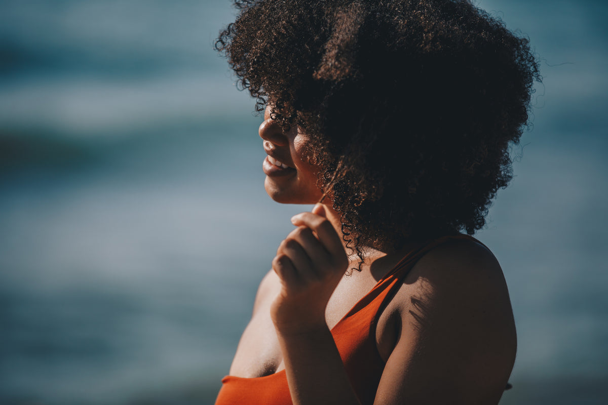 Woman with natural curly hair